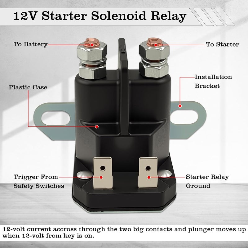 FBLOWMOD 725-04439 Starter Solenoid Relay for Lawn Mower, 12V Relay Switch, Fit for Cub Cadet/John Deere/MTD Lawn Tractor, Replace AM133094, 435-151, AM138068, 816-1211-211-16 - Image 5